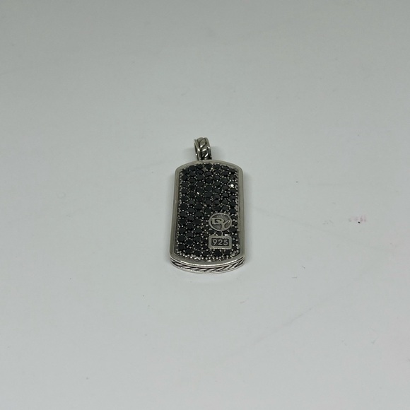 David Yurman dog tag pendent with black diamonds - Picture 3 of 7